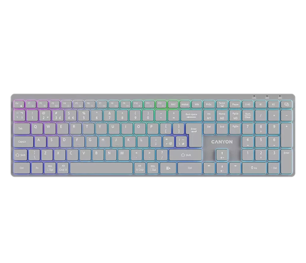 CANYON Klawiatura HKB-W11 UK/US RGB Dwa Tryby Bezprzewodowa Szara CNS-HBTK11G - 1348464 - zdjęcie